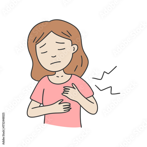 가슴이 답답하거나 아픈 사람 일러스트