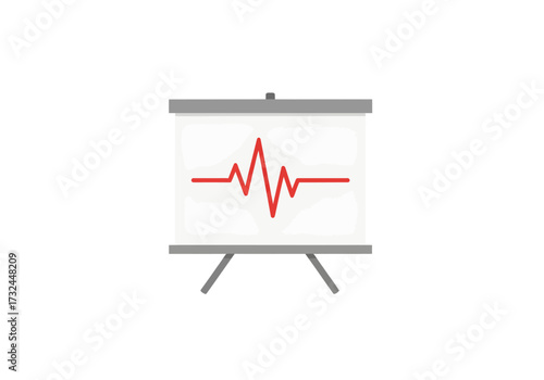 Innovative business data analysis presentation board showing growth rate in red line chart on screen offering insights on trends and future predictions