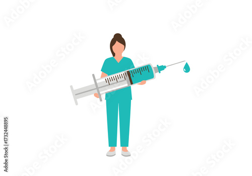 Doctor holding a syringe filled with medication ready to give an injection perfect for medical campaigns about health and medicine