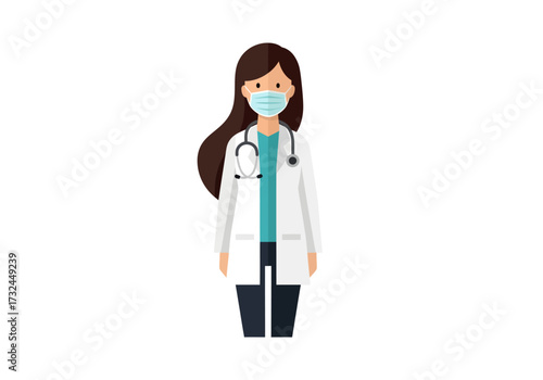 Medical professional wearing protective mask and stethoscope, concept for hospital healthcare providers during pandemic and illness treatments