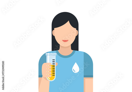 Professional laboratory researcher holding vial with biochemical fluid analyzing sample for scientific medicine experiment testing