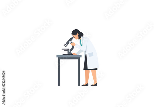 Scientist examining sample with microscope in laboratory or research center focused on scientific discovery innovation and medical studies