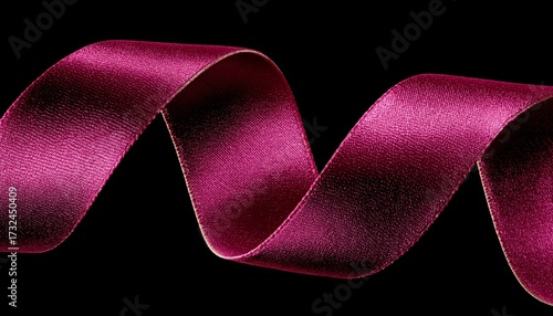 Pink ribbons on a black background. Generative AI.