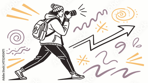 Photographer Capturing the Moment A Dynamic Illustration for Creative Concepts