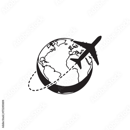 "Globe with airplane (world travel)"