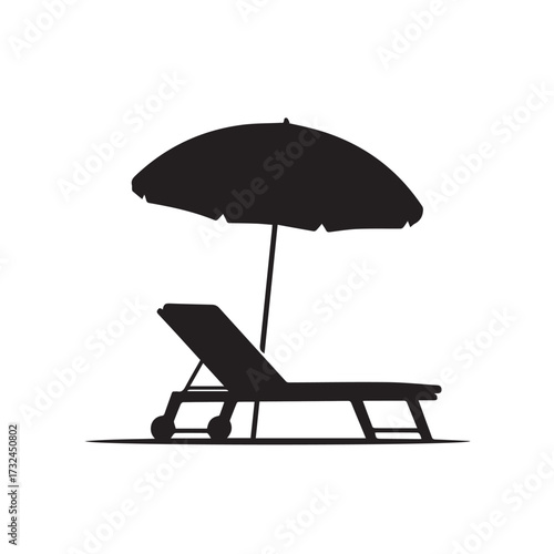"Lounge chair with umbrella (beach relaxation)"