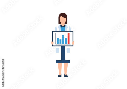 Medical professional presenting business analytics chart displaying growing trends and data analysis ideal for healthcare industry growth reports