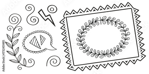 Hand-drawn doodle vector set of basic shapes and elements for design
