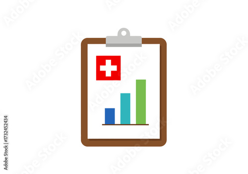 Free Download Healthcare data analysis showing increasing growth trending upwards on clipboard with plus symbol, perfect for medical presentation - GFXLoad