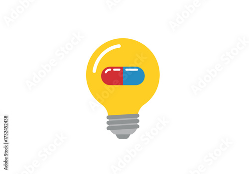 Medicine bulb innovative healthcare drug research pharmaceutical capsule creativity concept