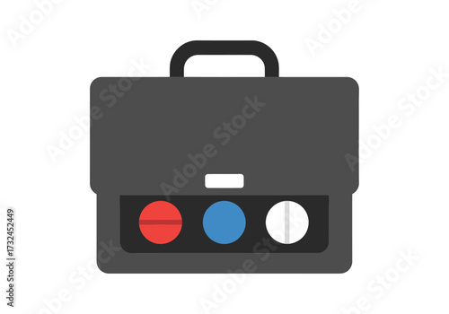 Medication in briefcase concept business travel pharmaceutical drugs pills healthcare industry