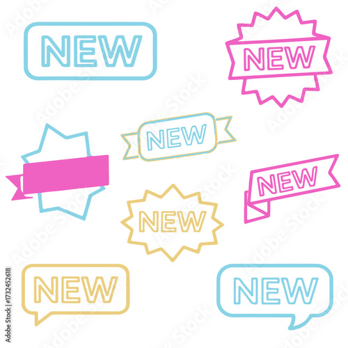 Bright Neon Color NEW Labels Collection for Ecommerce and Website Banners – Isolated Vector Design