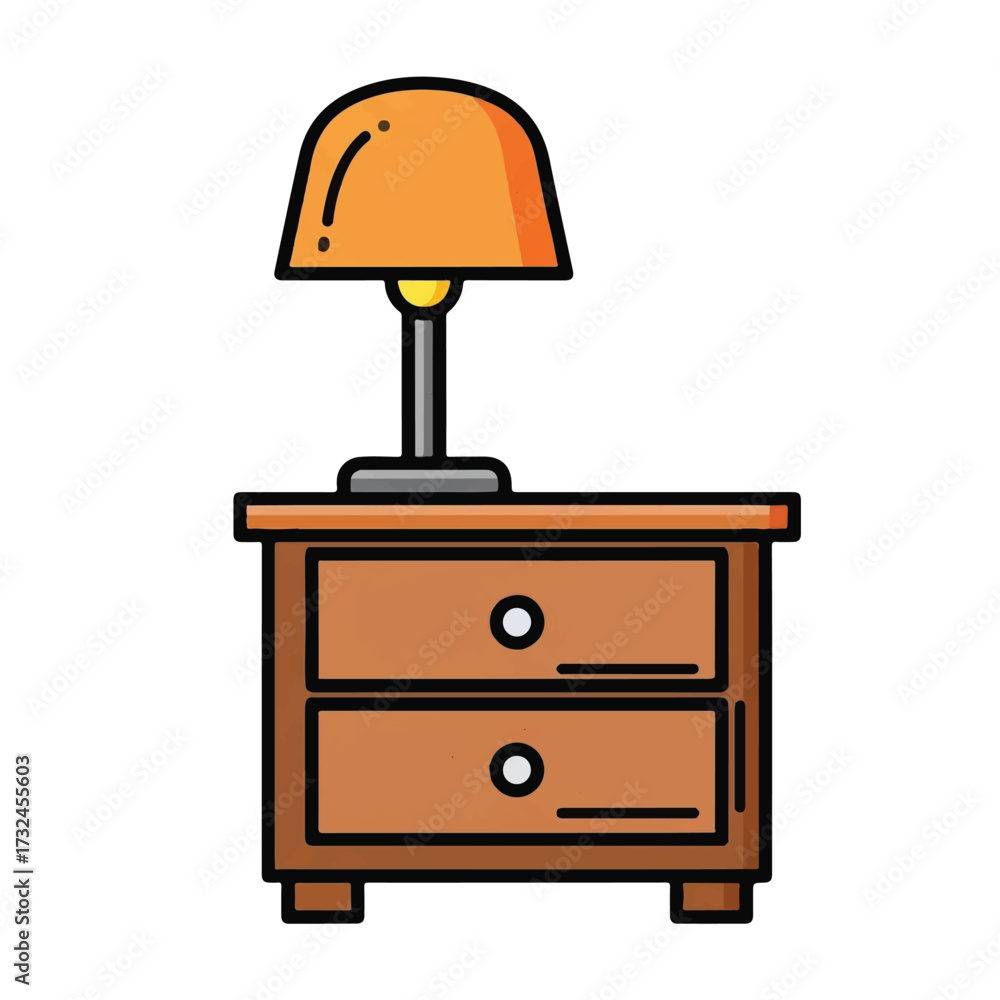 Cozy Bedside Table with Lamp Illustration Cozy Bedside Table with Lamp Illustration