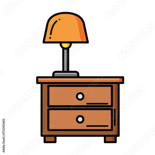 Cozy Bedside Table with Lamp Illustration