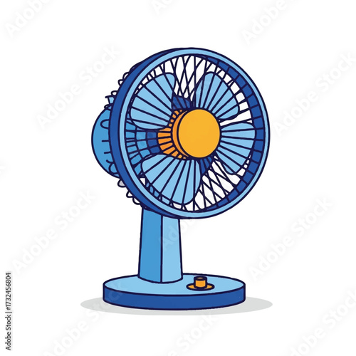 Vintage Electric Fan Illustration for Summer Heat Relief