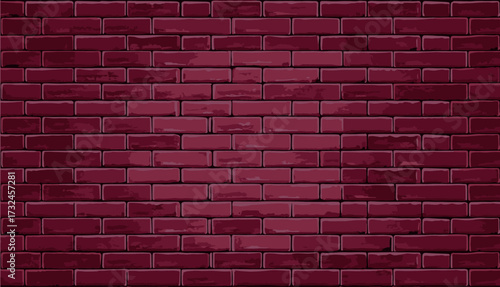 Seamless red burgundy brick wall background with rustic texture and dark shading. Perfect for industrial design, urban themes, 3D modeling, game textures, vintage posters, architectural presentations.
