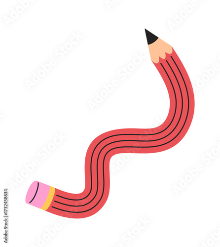 Wave red pencil hand drawn