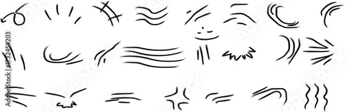Line hand drawn brush different shape and line vector