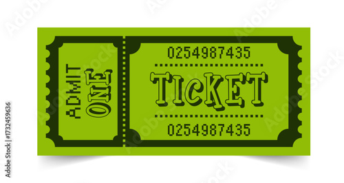 Ticket vector template. Perforated vintage paper admit one ticket for music concert, cinema, party or any other event