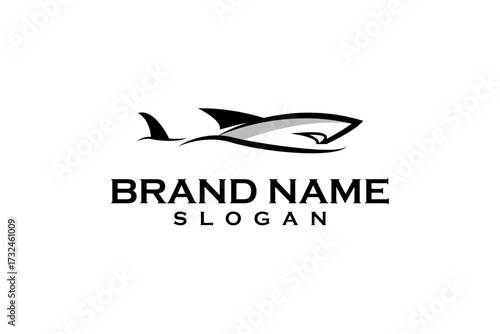 Abstract shark in water logo design template