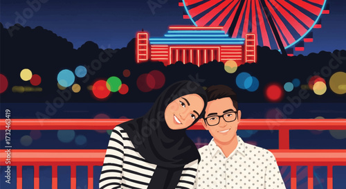 Couple's Night Out Ferris Wheel Romance in the City