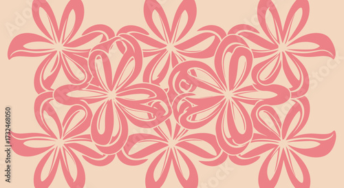 Pink floral pattern overlay on a peach background