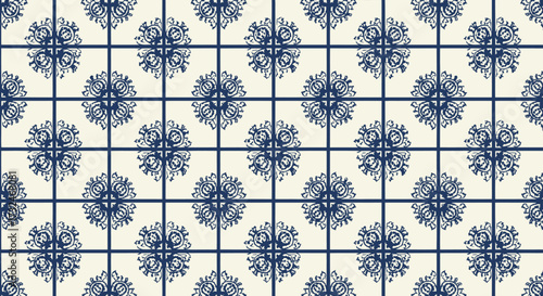 Blue floral pattern squares
