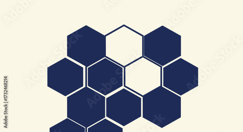 Geometric pattern with connected, contrasting blue and white hexagons