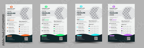 Creative promotional Corporate Business Flyer design template brochure design, 4 variant color, natural Shape, layout.