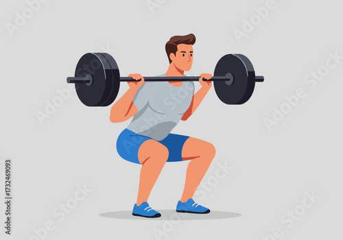 Weightlifting workout session gym digital indoor side view fitness concept