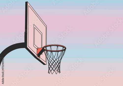 Basketball shooting practice urban park digital colorful sunset aerial view sports motivation