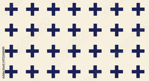 Dark blue plus signs arranged in a grid on a pale yellow background