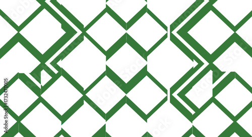 Geometric pattern with green lines forming diamond shapes on a white background