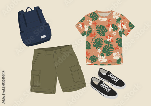 Casual summer outfit home digital relaxed top-down view fashion inspiration