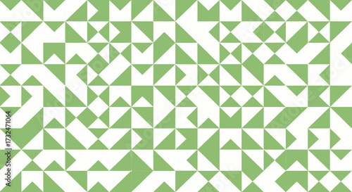 Green and white triangles form an abstract pattern