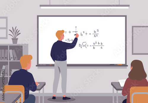 Mathematics lesson engagement classroom educational learning environment side view teaching concepts