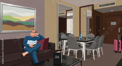 Relaxing in a Hotel Room A Man's Leisure Time