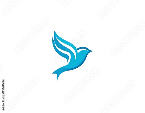 Blue bird in flight, stylized graphic