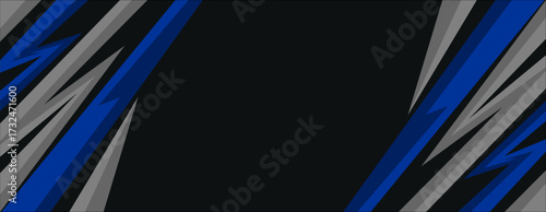 Vector sport banner with dynamic sharp lines in blue and gray, modern racing background.