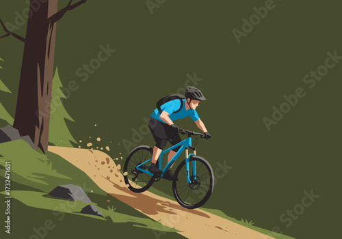 Mountain biking adventure forest trail digital natural landscape action thrill and sport