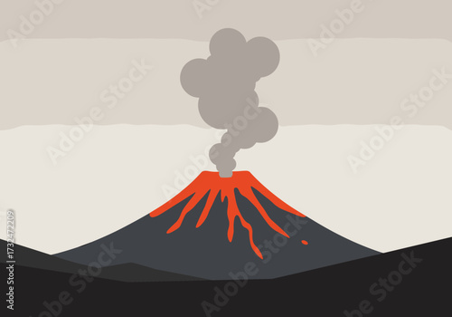 Volcanic eruption event nature landscape digital dramatic environment aerial view eruption dynamics