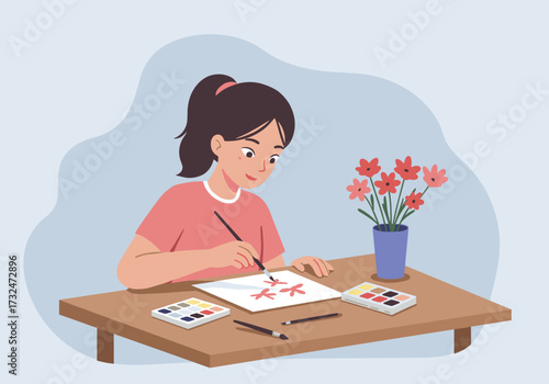 Creative drawing session home artistic expression of creativity