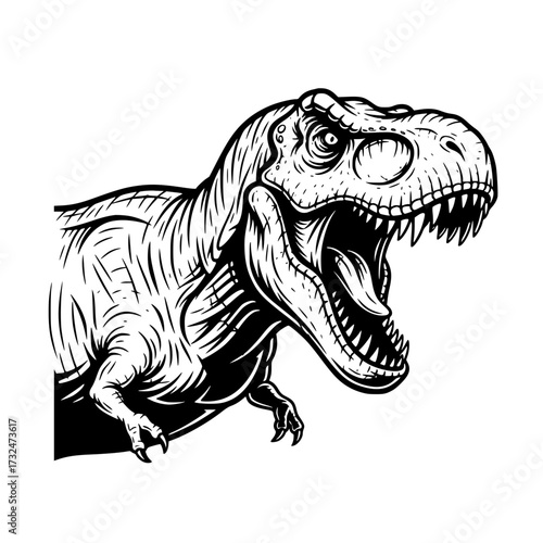 Vector art of roaring trex dinosaur illustration with sharp teeth and fierce expression