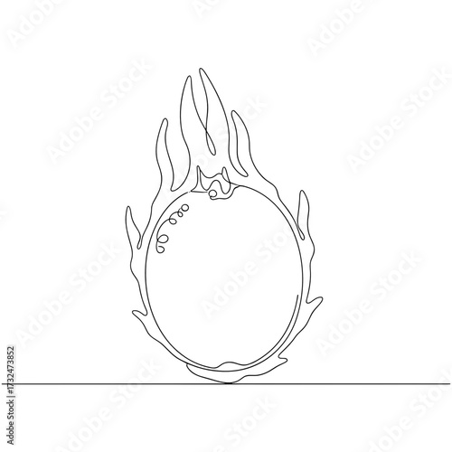 A monochrome dragon fruit image, black on a transparent background, depicts this healthy tropical fruit.