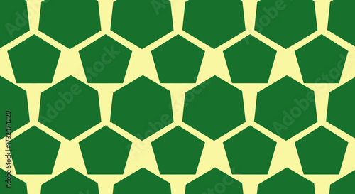 Green pentagons with tan background in tile formation