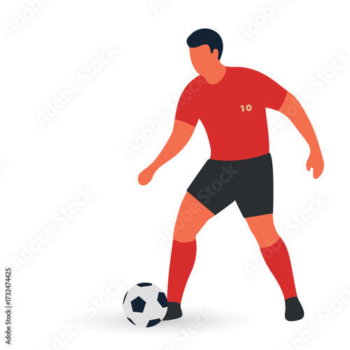 Soccer Player in Flat Vector Style. Perfect for football concepts, sports graphics, and educational materials.