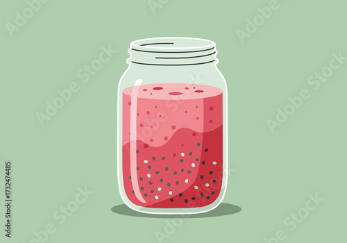 Refreshing fruit infused drink jar kitchen digital minimalist design top view healthy concept
