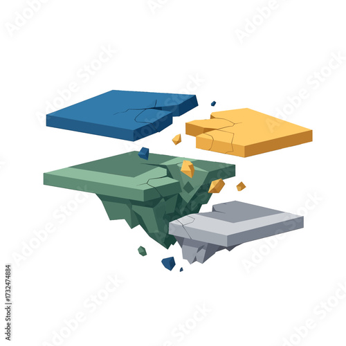 Floating geometric platforms in vibrant colors and abstract design.