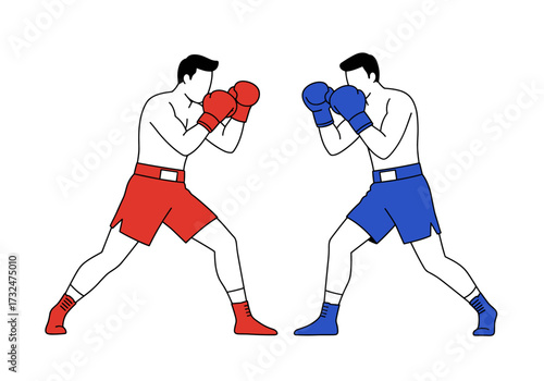 Intense boxing match ring arena digital competitive environment eye-level viewpoint sportsmanship concept