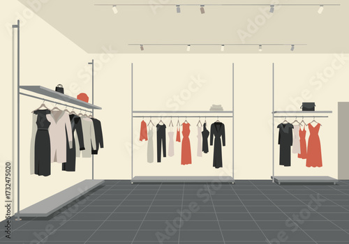 Fashion display setup boutique visual merchandising modern interior retail concept